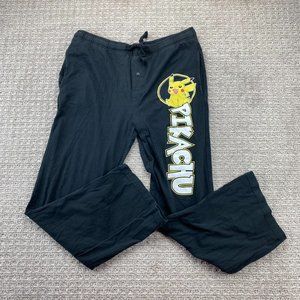 Pokémon Pikachu Pants Men Large L Black Pajama Sleep Lounge Wear Casual Mens